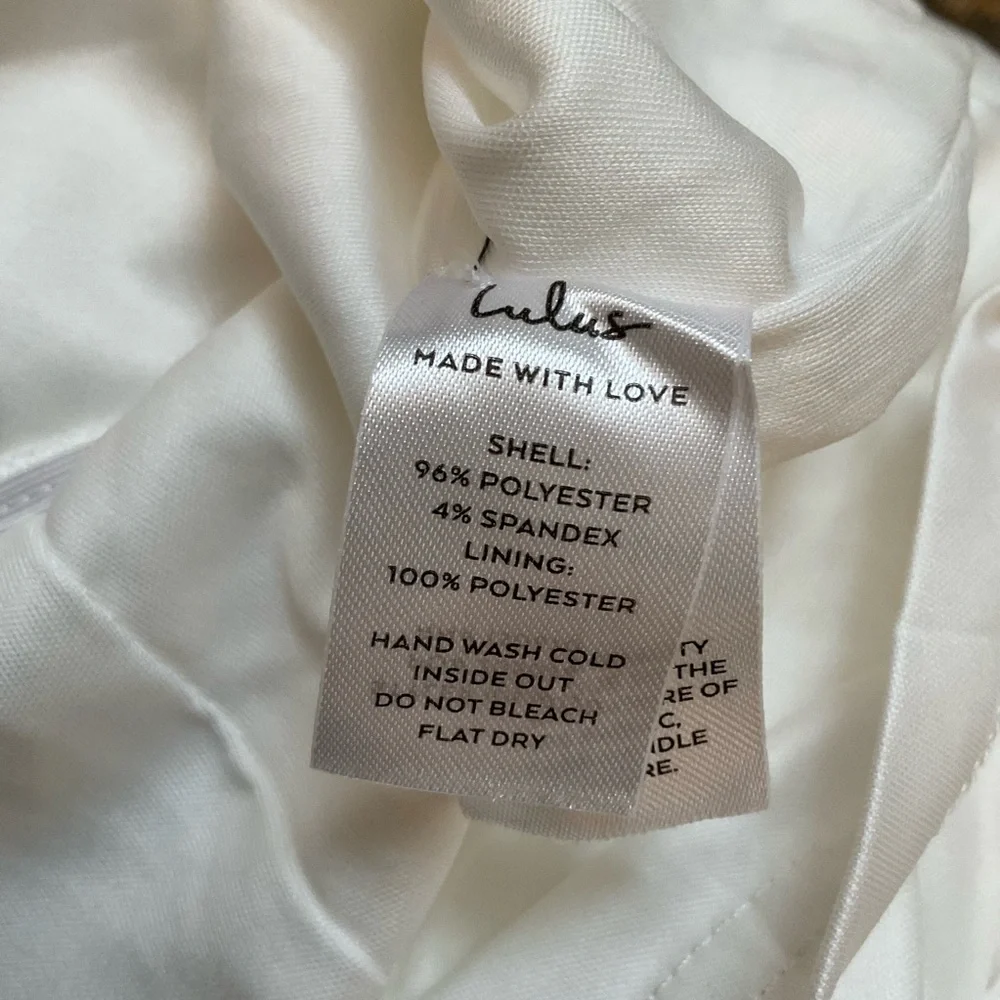Lulus Classic Elegance Dress White Satin Mini Mock Neck Size L NWT